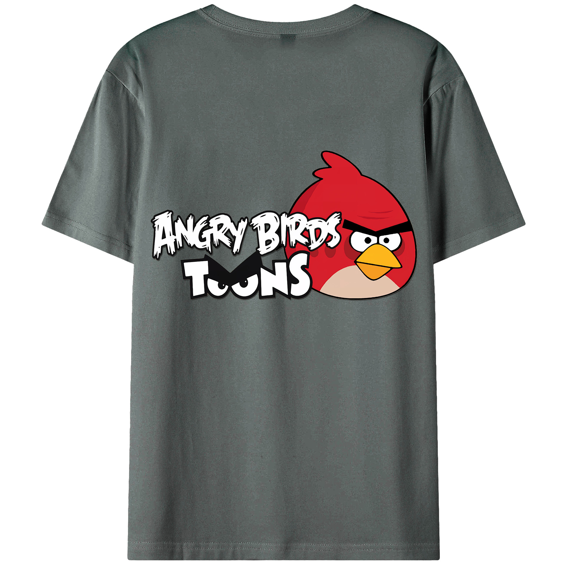 （画像用） Angry Birds アングリーバード 綿100％ メンズ半袖Tシャツ（バックプリント） 通気性